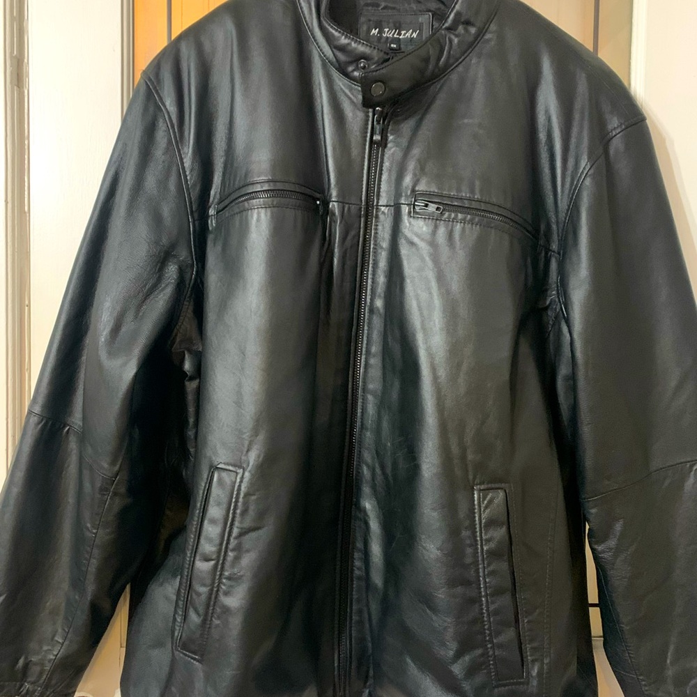 Mens 3XL XXXL leather jacket -black